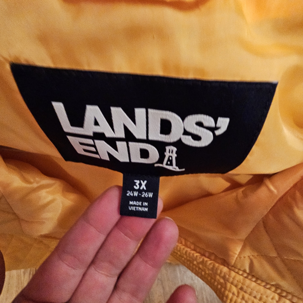 Lands' End Bright Yellow Quilted Vest 3X - Picture 6 of 8
